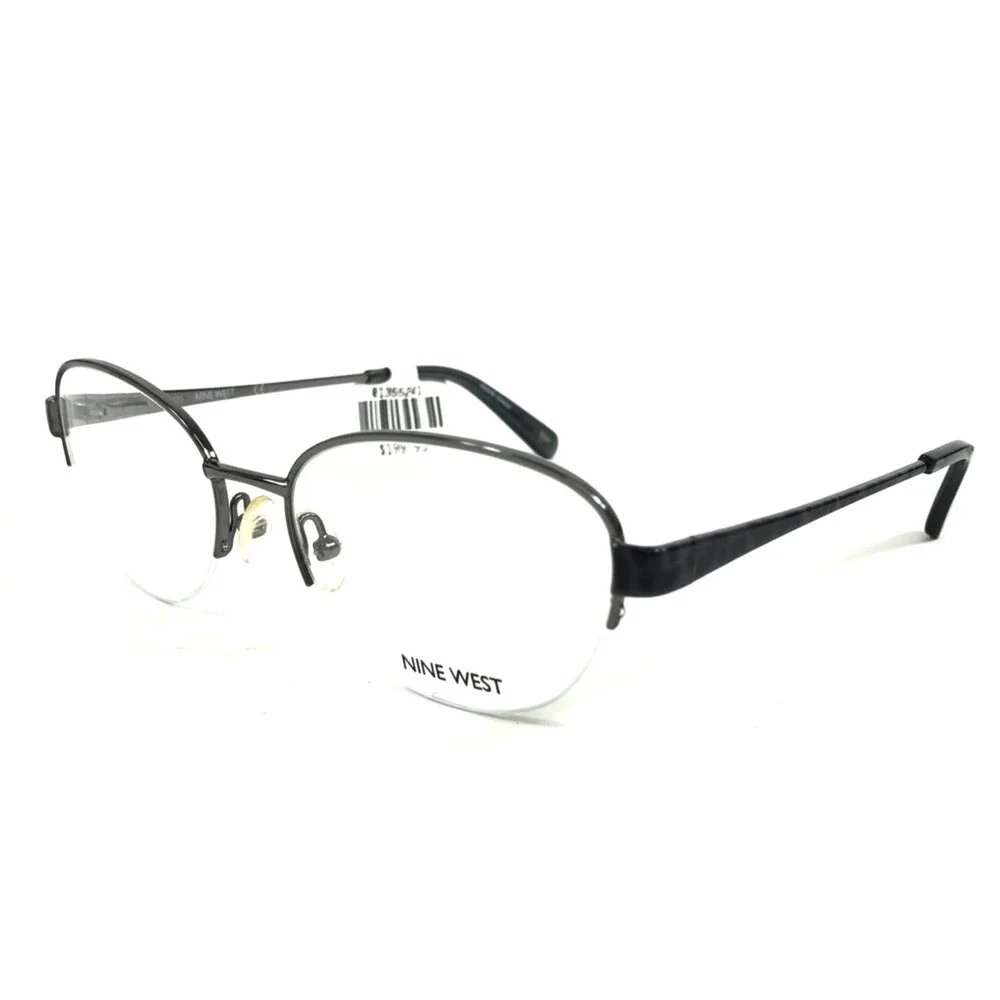 Nine West Eyeglasses Frames NW106 035 Gunmetal Gray Oval Half Rim 52-17-135